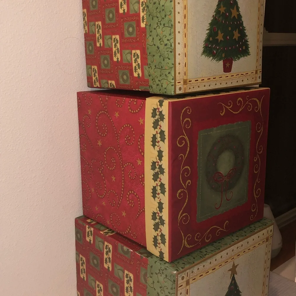 Bundle Christmas Nesting Boxes, 3 all fit together for storage, skip the wrappin